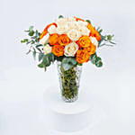Beautiful Roses Glass Vase Arrangement