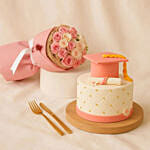 Graduation Surprise Baby Rose With Cake