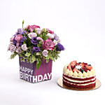 Happy Birthday Flowers with Cake