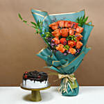 Harvest Glow Roses with Cake Delight
