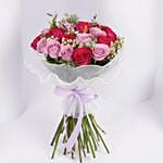 Mixed Color Fresh Roses Hand Bouquet