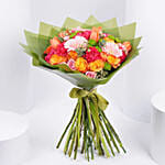 Mixed Color Roses Hand Bouquet