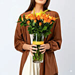 Orange and Yellow Roses Vase Arrangement