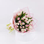 Premium Pink and White Tulips Bouquet