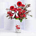 Red Roses N Gerberas Arrangement