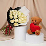 باقة رومانسية كلاسيكية مع تيدي