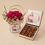 Eid Mubarak Pink Roses & Chocolate Box