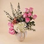 Oughniyat | Pink Roses & Hydrangea Vase