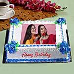 Birthday Floral Photo Cake- Truffle 1 Kg Eggless