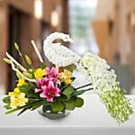 Dazzling White Floral Peacock