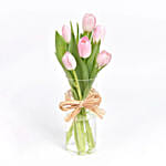 5 Pink Tulips in Vase