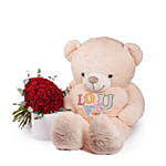 50 Roses Bouquet with Big Teddy Combo