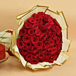 50 Valentines Roses Bouquet With Cake