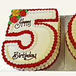 50th Birthday Flowers Decked Vanilla Cake