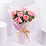 6 Pink Garden Roses Premium Bouquet