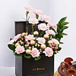 كومبو ورد القرنفل وشوكولا فيريرو روشيه مع كيك ترافل