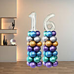 Age Number Chrome Balloons Pillar