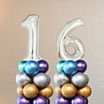 Age Number Chrome Balloons Pillar
