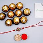 Appealing Floral Rakhi And 12 Pcs Ferrero Rocher