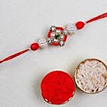 Appealing Floral Rakhi Set And Soan Papdi