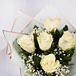 Beautiful Bunch of 5 White Roses