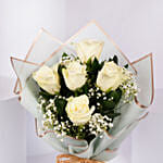 Beautiful Bunch of 5 White Roses