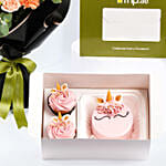 Bento Cake n Cupcakes With Flowers