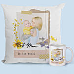 كومبو وسادة وكوب سيراميك مصمم بصور شخصية للأم