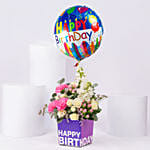Birthday Flower Arrangement with Balloon
