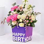 Birthday Flower Arrangement with Balloon