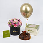 Birthday Flowers Box With Chocolate Cake