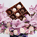Birthday flowers with Premium Belgian Chocolates