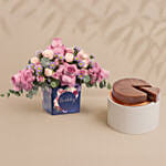 Birthday Roses Arrangement With Dubai Cake