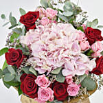 Birthday Surprise Chocolate Cake and Flowers