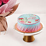 Birthday Wish Carnations Bouquet And Cake