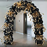Black and Gold Star Balloons Arch