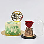 Blissful Birthday Memories Red Velvet Cake and Personalised Forever Rose