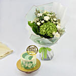 Blissful Birthday Memories vanilla Cake and Flowers