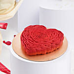 Bloomed Heart Chocolate Cake With Love Expression 9 Roses Bouquet