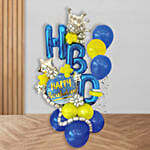 Blue And Yellow Birthday Balloons Arrangement