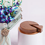 Blue Orchids Bouquet With Dubai Cake