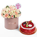 Blush Bloom Delight with Red Velvet cake