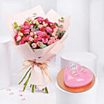 Blushing Pink Bouquet With Cake