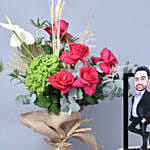 Carricature Fun Frame with Flowers