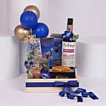 سلة هدايا عيد ميلاد باللون الأزرق