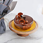 Chocolate Cake with Buch of 3 Red Roses