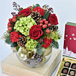 Christmas Sparkles Flower Arrangement with Chocolates