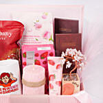 Curated Rakhi Hamper For Sisters With Goodies In Blush Pink Box