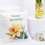 Daffodils Vase Arrangement for Birthday Combo