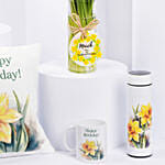 Daffodils Vase Arrangement for Birthday Combo